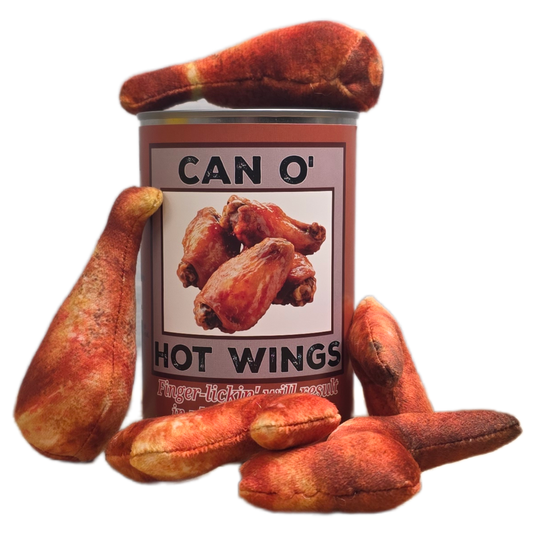 Can O' Hot Wings- 5 Plush Chicken Wings Legs Gift w/Jokes