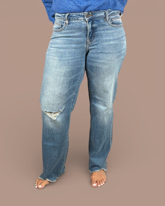 Logan Low Rise Chewed Hem Jeans - Hidden Denim