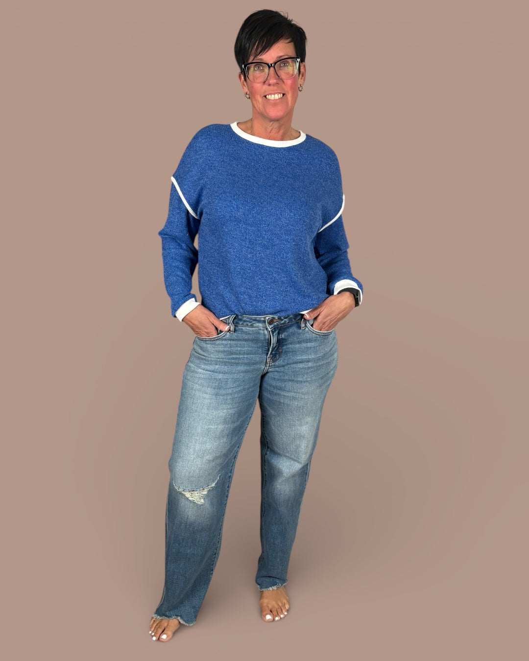 Logan Low Rise Chewed Hem Jeans - Hidden Denim
