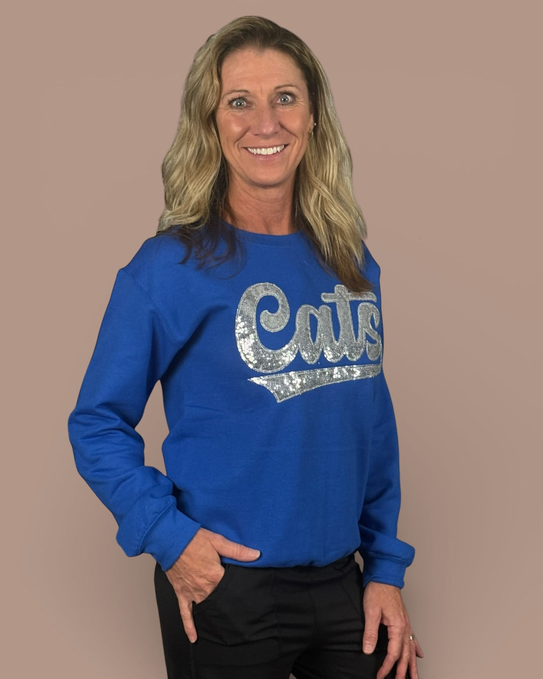 Silver Sequin Cats Sweatshirt-Plus