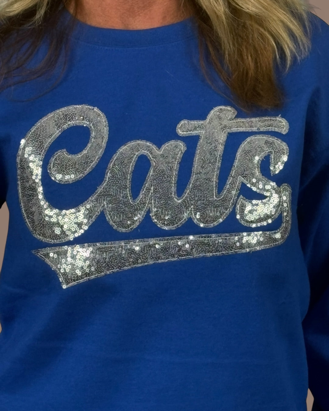 Silver Sequin Cats Sweatshirt-Plus