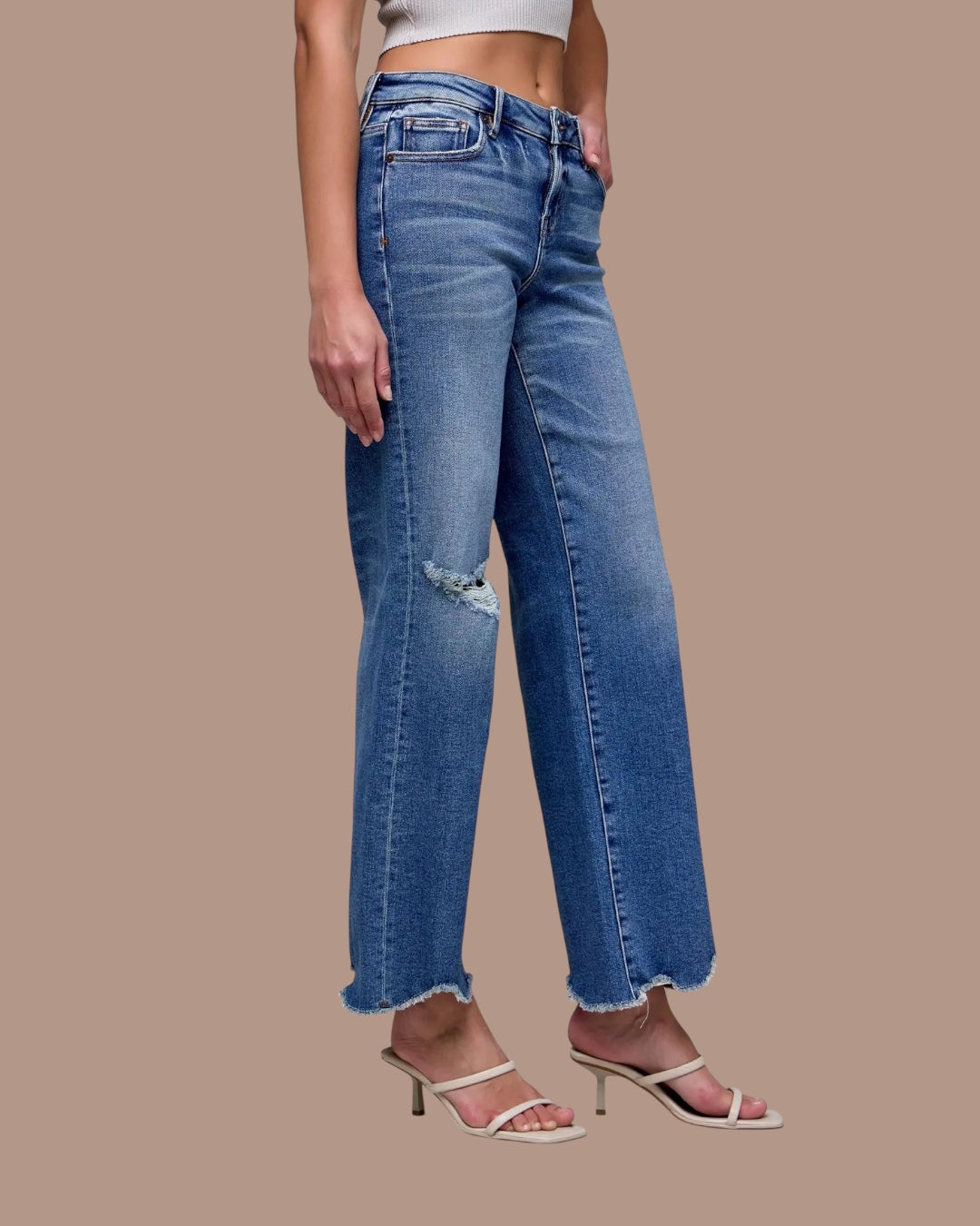 Logan Low Rise Chewed Hem Jeans - Hidden Denim