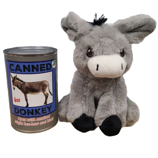 Canned Donkey | Stuffed Animal Zoo Plush w/Jokes | Gift