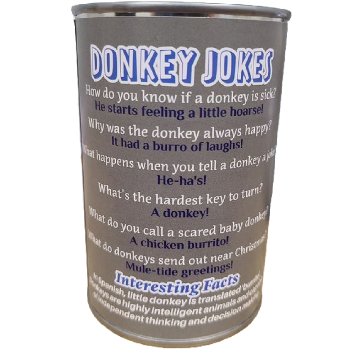 Canned Donkey | Stuffed Animal Zoo Plush w/Jokes | Gift