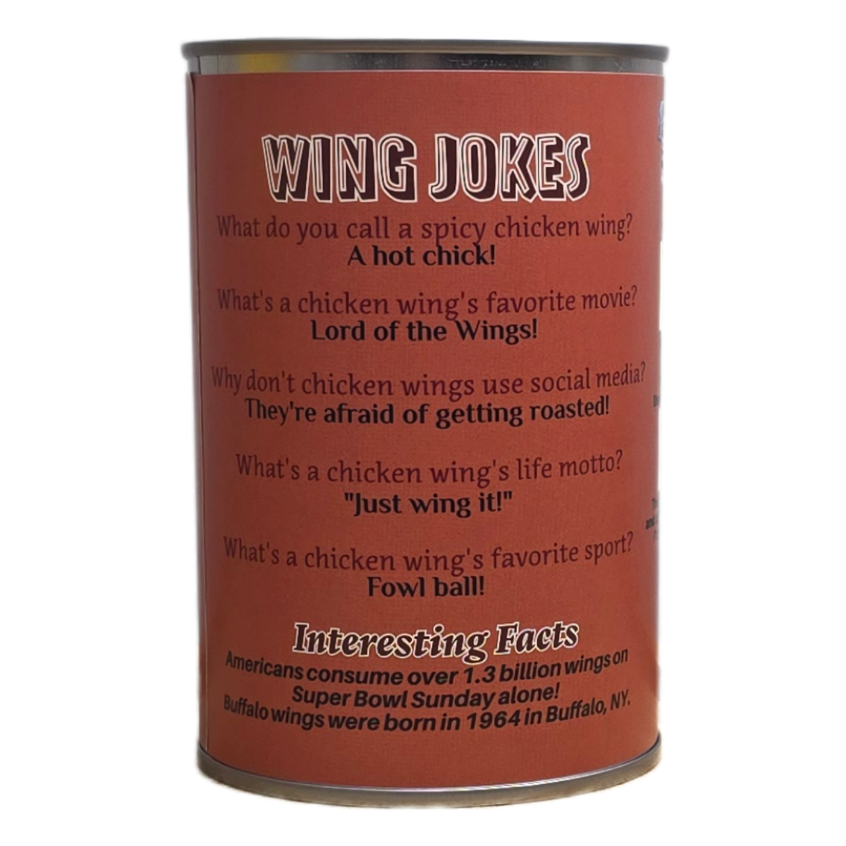 Can O' Hot Wings- 5 Plush Chicken Wings Legs Gift w/Jokes